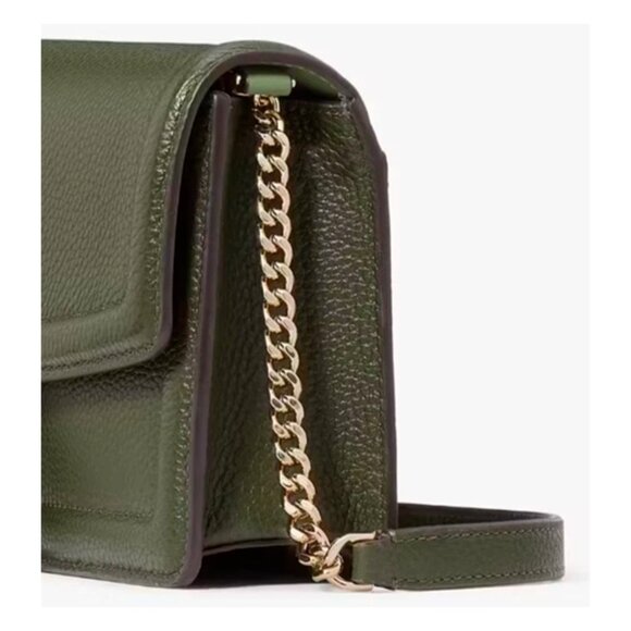 S Kate Spade Knott Flap Crossbody Bag Dark Green Leather Purse K6830 NWT $248 - Picture 6 of 11